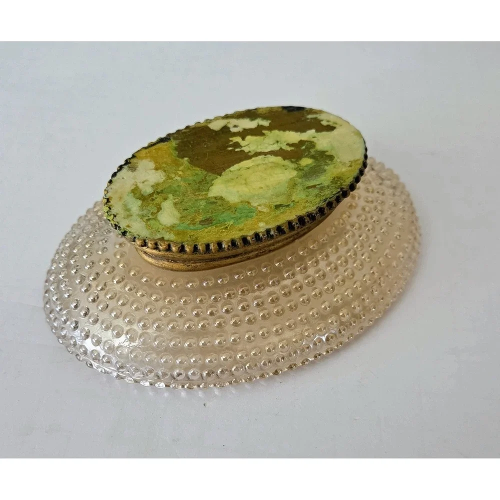 Nicole Miller Small‎ Pedestal Dish Champagne Glass Hobnail Trinket Soap Candy